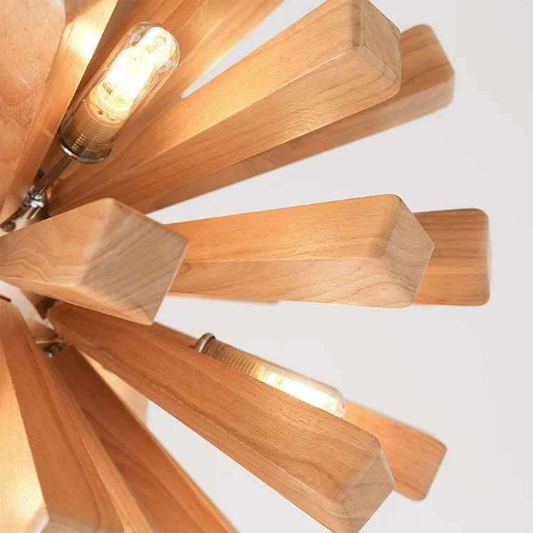 Деревянный подвесной светильник в скандинавском стиле креативный деревенском