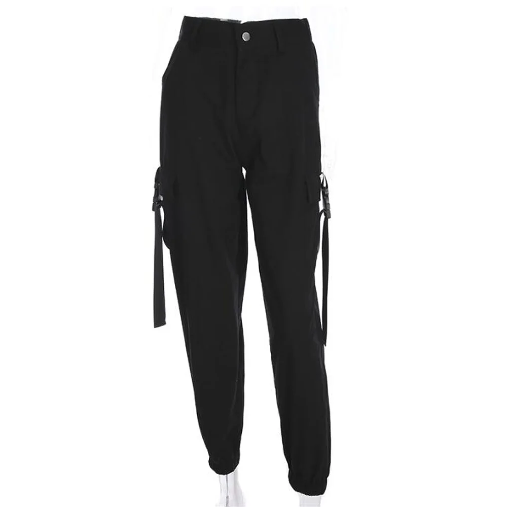 

Fashion High Waist Cargo Pants Women Pockets Patchwork Loose Streetwear Harajuku Pants Hip Hop Punk Women Trousers Pantalones