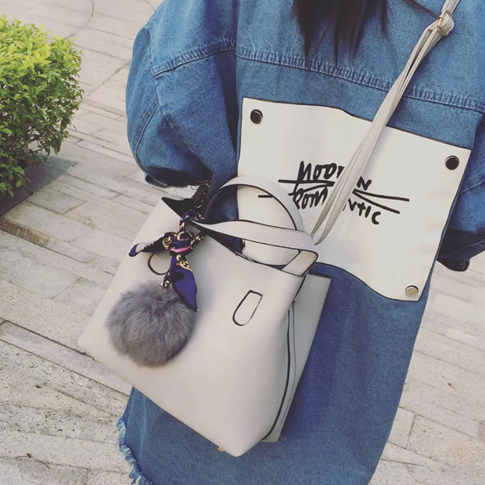women bag fashion handbags pu leather hand 2 pcs female shoulder girls casual shopping A1478 | Багаж и сумки