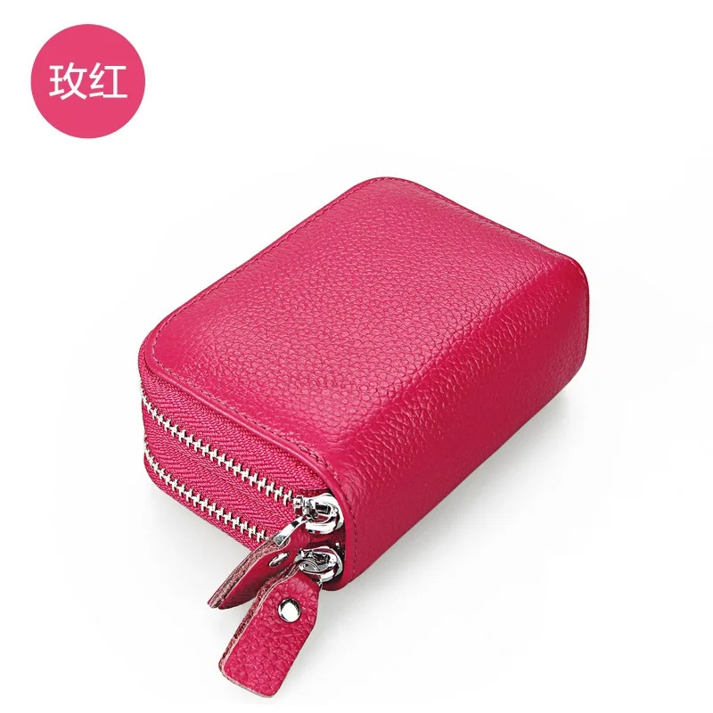 rose red Новинка, чехол для визиток из натуральной кожи, кошелек для карт, ID, кредитный держатель для карт, кошелек, сумка для водительских прав, сумка на молнии, KB81 - Цвет: rose red