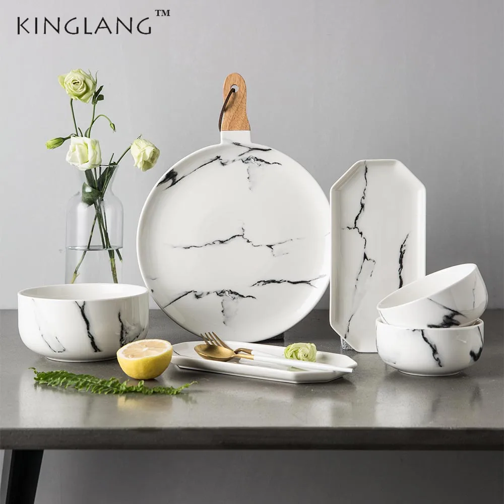 KINGLANG керамика гранит рисовая чаша обеденная тарелка, столовая посуда для использования 2 человек