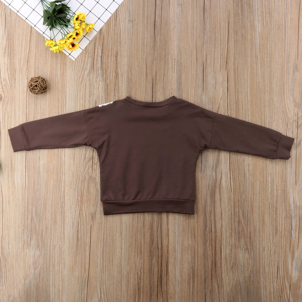 Коричневые кружевные топы с длинными рукавами и круглым вырезом для