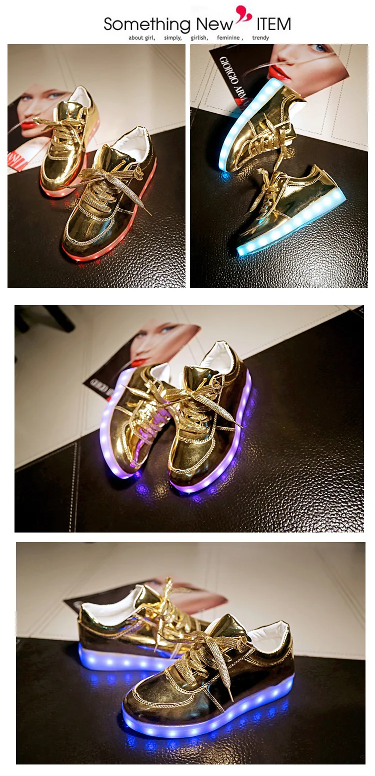 Usb led обувь детская светящаяся обувь кроссовки с детские светящиеся туфли для тапочки для девочек огни schoenen 45