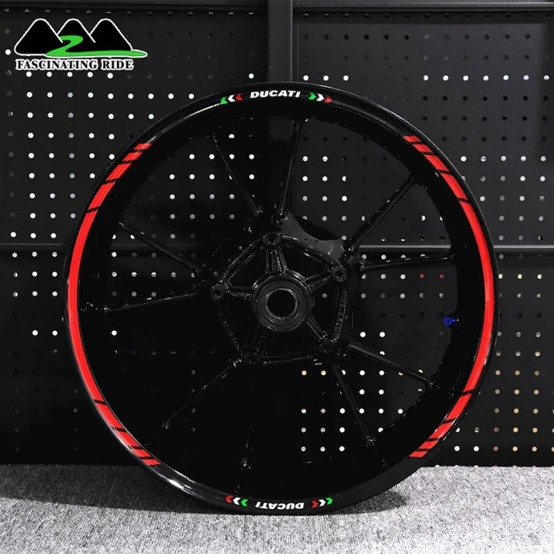 Red 01 Применимый для поездок на мотоцикле Ducati 696/821/848/899/1199/1299 в байкерском стиле из водонепроницаемого материала Светоотражающие стикеры установка персонализированные 17 дюймовые колеса - Цвет: Red 01