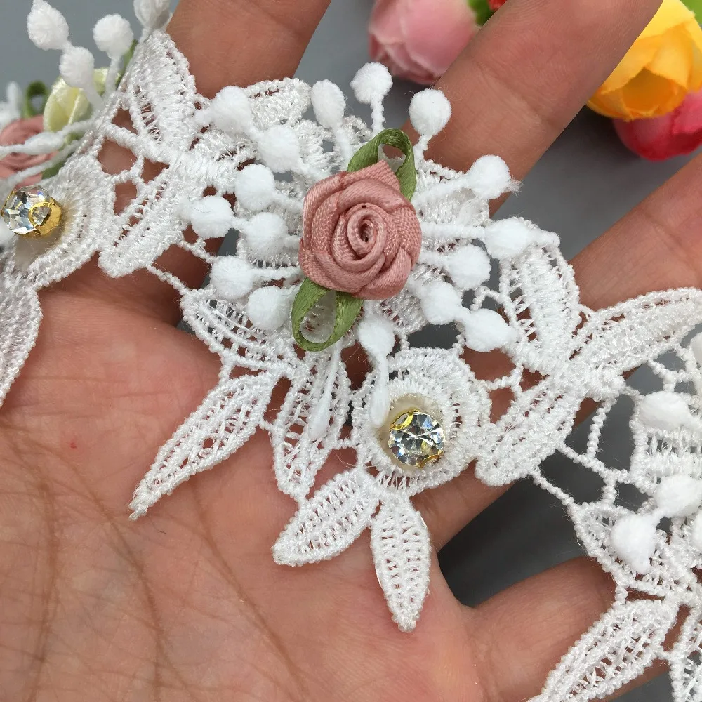 10X 3D Алмазные цветные цветочные кружева для платья кружевная отделка лента