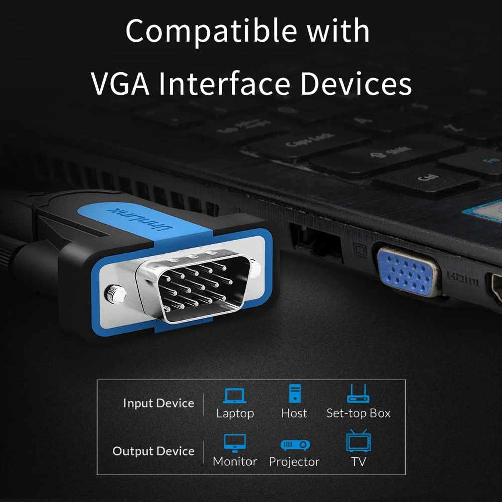 Кабель Unnlink VGA FHD 1080P @ 60H 15 контактов возможность подключения 1 м 5 3 8 10 20 для ПК
