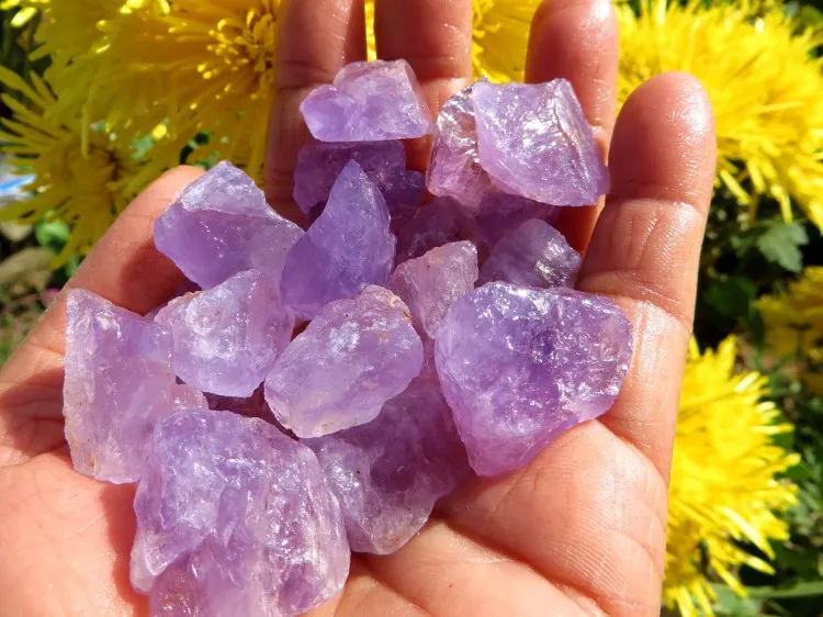 Natural amethyst raw stone home decorative violet crystal for healing meditation.ore rock specimens | Дом и сад