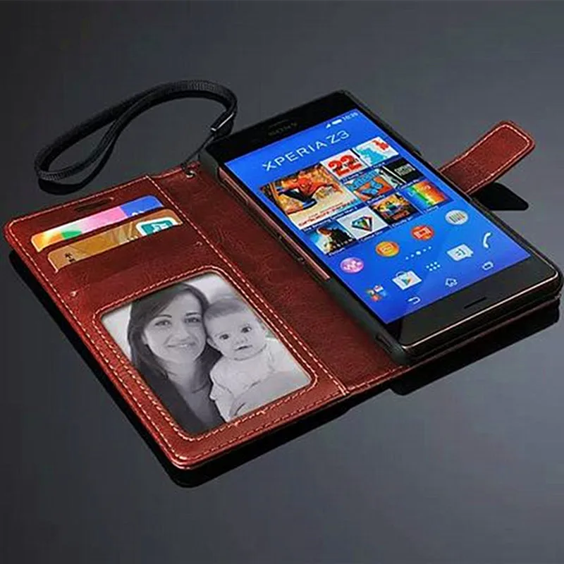 Кожаный чехол Кобура GNMN премиум класса с держателем для карт флип Z3 Sony Xperia D6653 D6603