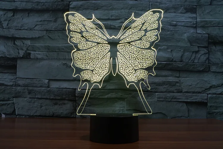 butterfly 3D лампа ночник семь цветов Животные Многоцветный RGB лампа Рождественский Декор Детские Подарочные игрушки сенсорный пульт дистанционного управления настольная лампа - Испускаемый цвет: butterfly