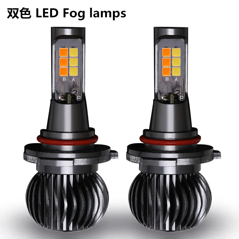 

2pcs Car LED Fog Light Lamp Tail Bulbs H1 H3 H4 H7 H11 H8 H9 HB3 HB4 9005 9006 880 881 White Yellow Dual Color 20w 2600LM