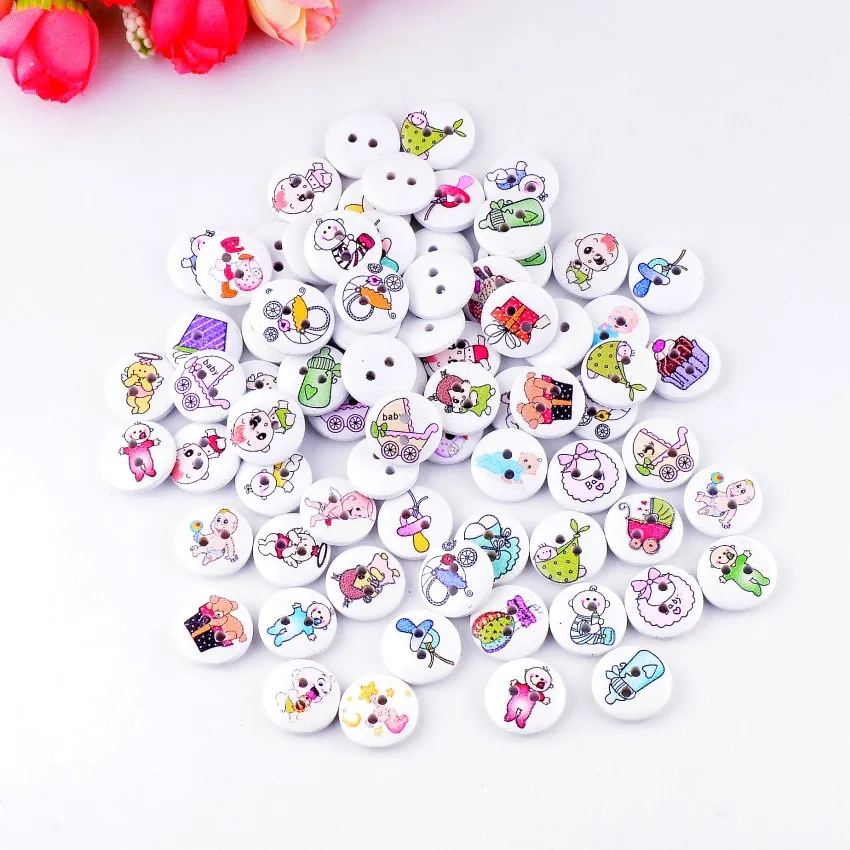 Розничная продажа 10 шт. деревянные пуговицы с 2 отверстиями диаметр 15 мм Швейные