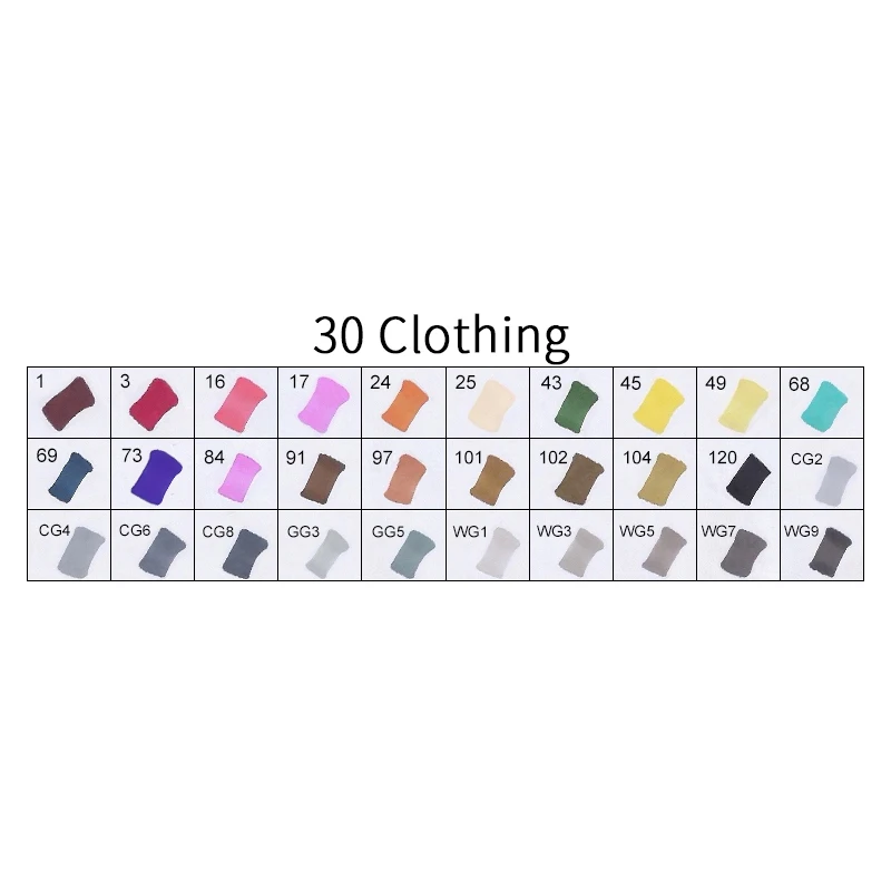 30CLOTHING TOUCHFIVE 12/24/30/40/60/80 Цвета маркер для рисования ручка на спиртовой основе дешевые маркер для манги рисунок маркеры товары для рукоделия - Цвет: 30CLOTHING