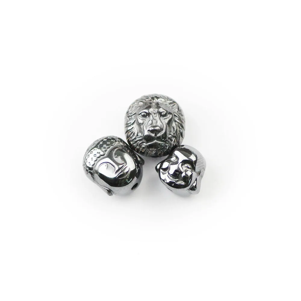 BTFBES AAA Лев Голова Будда Майтрея черные бусины гематита высококачественные из