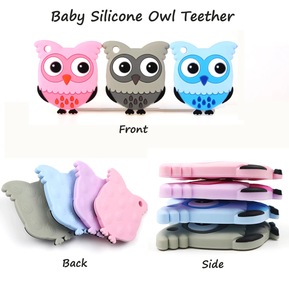 1pc Owl Silicone Teether Baby Necklace Teething Beads Pandent Nursing Chewable Toy Pacifier Chain Shower Gift BPA Free cord | Мать и