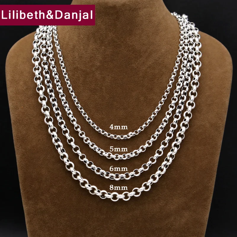 

4mm 5mm 6mm Thick Chain 100% Real 925 Silver Chain Jewelry Pendant Necklace for Men Women Jewelry FN14