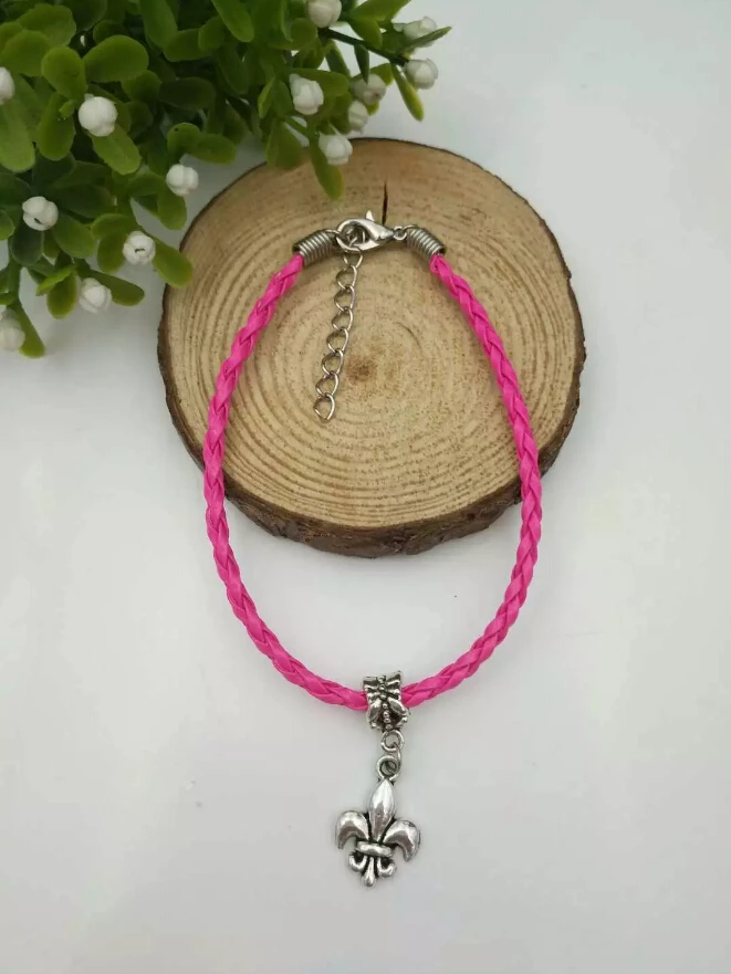 20 шт./лот Быстрая доставка Флер де Лис Висячие Бусы Кулон Разноцветные Кожаные