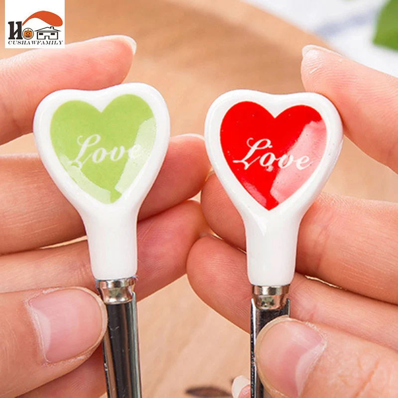 1 шт. изящные нержавеющая сталь керамическая ручка молочная кофейная ложка милая