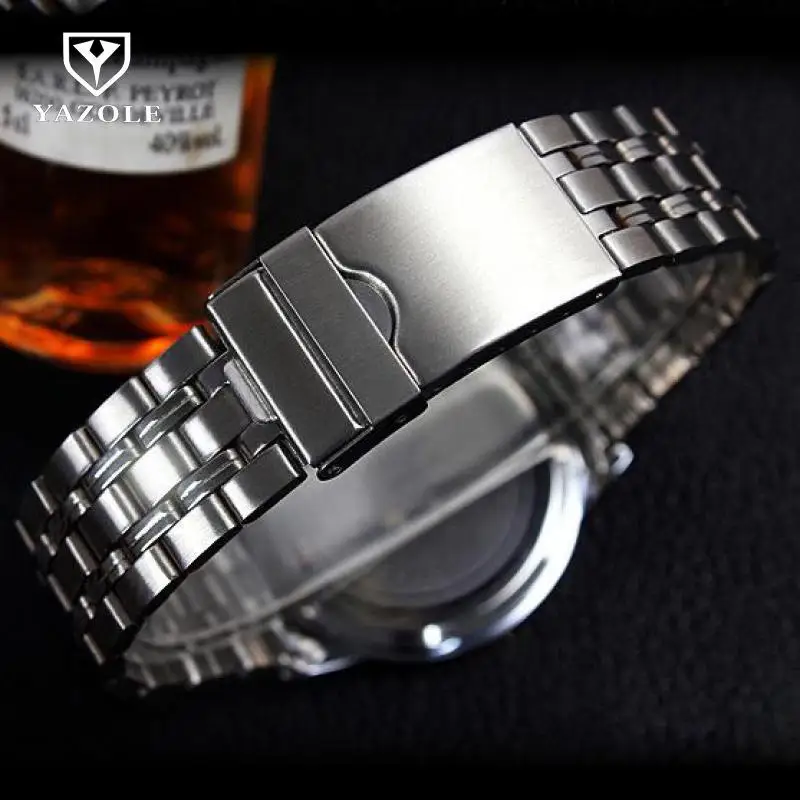 Модные полностью стальные черно белые наручные часы с циферблатом деловые