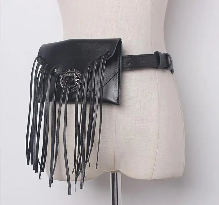 2020 European exaggerated fashion streets of wild tassel women metal chain belt buckle belt