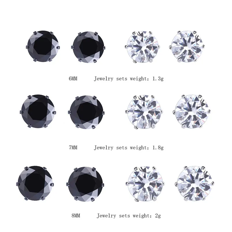 6 пар/партия женские серьги-гвоздики с фианитом | Украшения и аксессуары