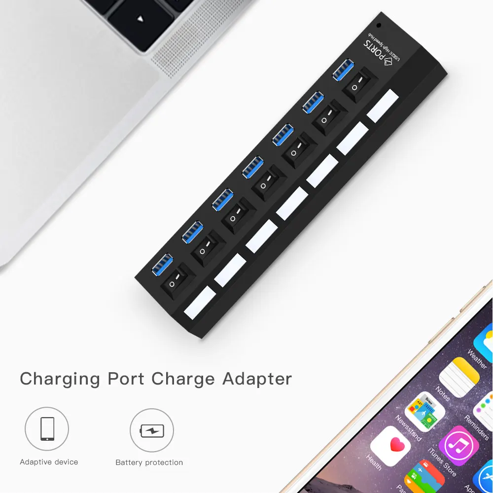 7 Порты и разъёмы usb-хаб 3 0 высокое Скорость 4 порта USB концентратор с ЕС/США
