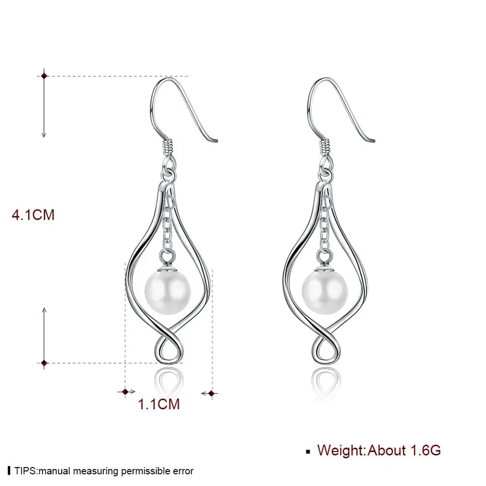 Массивные висячие серьги из стерлингового серебра 925 пробы с круглым жемчугом