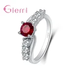 Простое кольцо из стерлингового серебра 925 пробы с красным кристаллом AAA для женщин и девочек, вечерние ювелирные изделия для помолвки, заводская цена