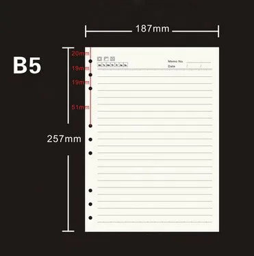 9 holes beige lined 26 отверстий B5 крафт облицованная бумага B5 9 отверстий белая бумага спираль блокнот заправки проверить - Цвет: 9 holes beige lined