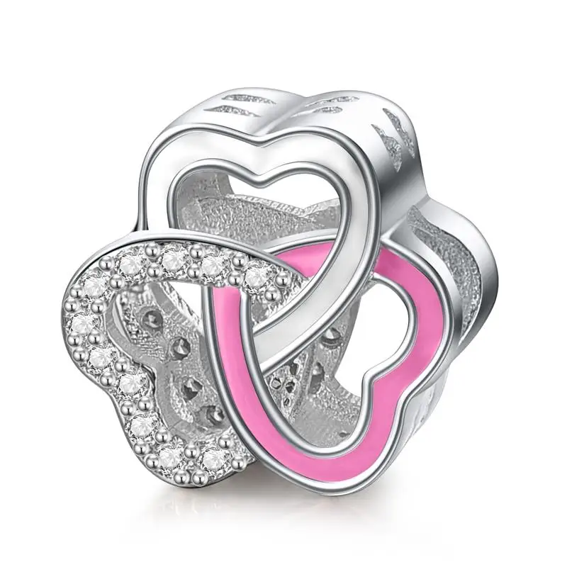 Pink Love DALARAN розовые цветы серии DIY талисманы 925 пробы серебряный бисер очарование подходят Pandora Браслеты для женщин ювелирных изделий - Цвет камня: Pink Love