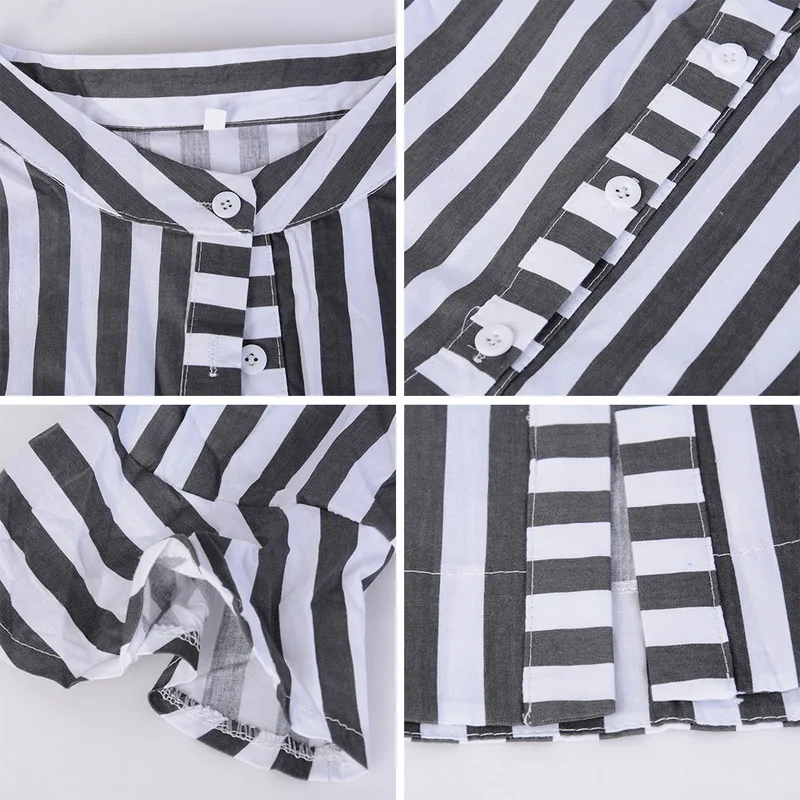 Женское длинное Полосатое платье рубашка свободное винтажное в черно белую