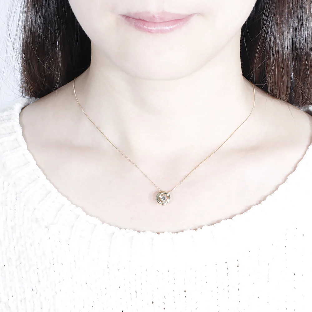 DovEggs Solid 18K 750 Yellow Gold Center 0.2ct Diamond Necklace for Women Dancing Pendant | Украшения и аксессуары