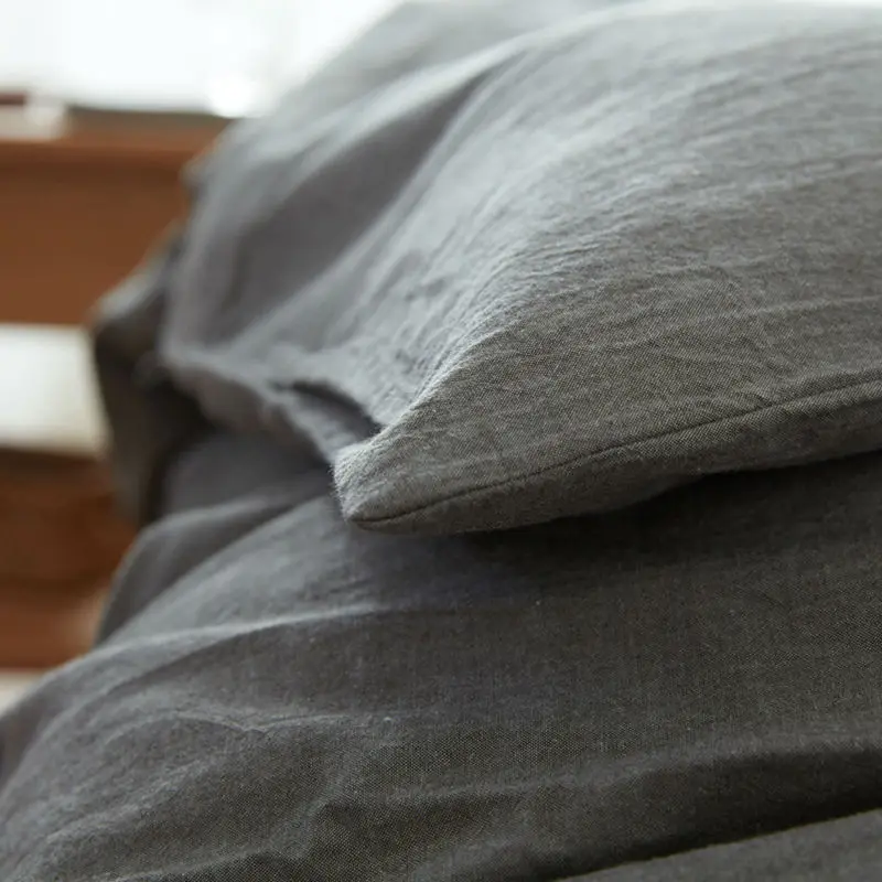 Помытый хлопок наволочка 2 шт сплошной цвет мыть дома одна пара короткий стиль