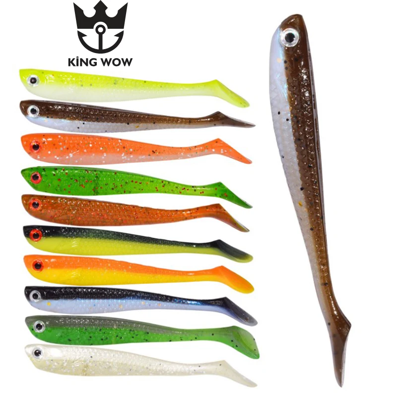 Fishing lures 75mm 2.8g 10pcs Wobblers Lures Easy Shiner Swimbaits Silicone Soft Bait Double Color Carp Artificial Soft Lure