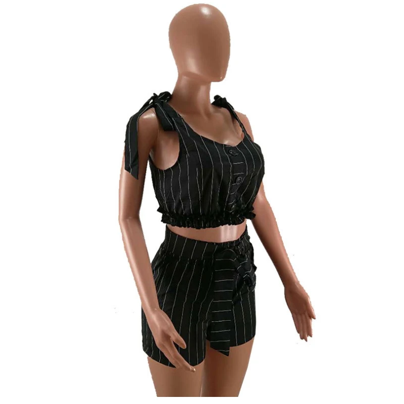 Комплект из двух предметов с полосатым принтом укороченный топ и шорты комплекты