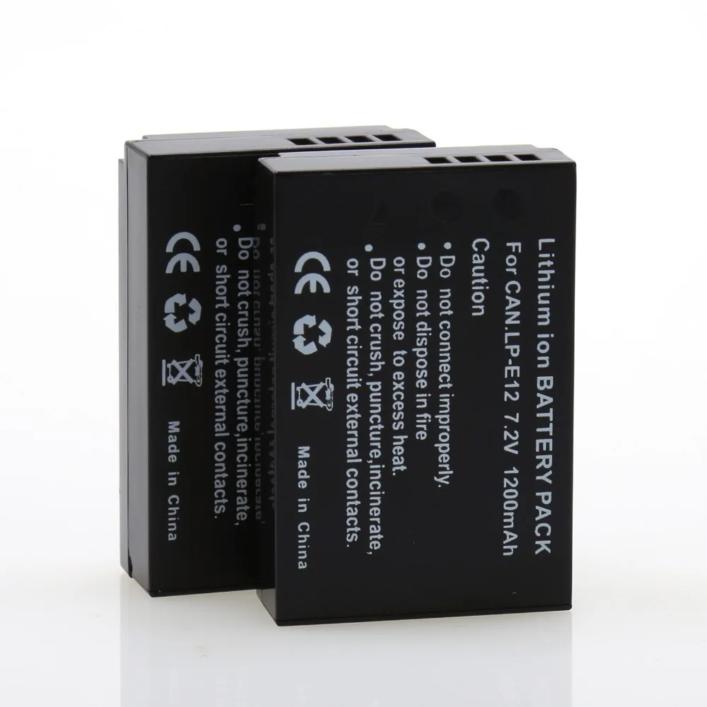 

2Pcs 7.2V 1200mAh LP-E12 LPE12 LP E12 Rechargeable Battery For Canon M 100D Kiss X7 Rebel SL1 EOS M10 DSLR Camera Wholesales
