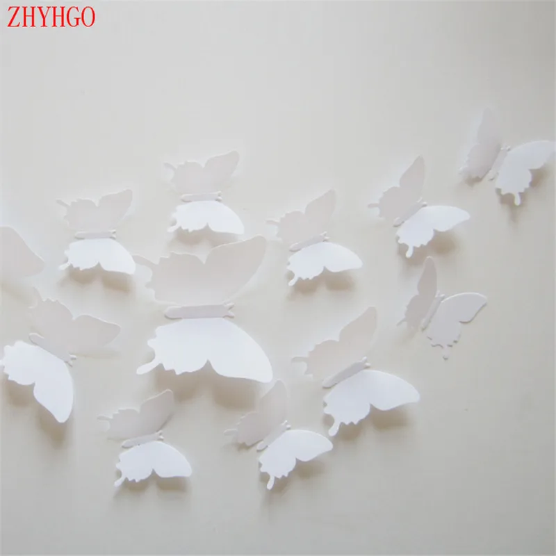 ZHYHGO 12pcs 3D Simple DIY butterflies for decorat Children's Room wall Stickers Wedding Living room Fridge Kitchen | Дом и сад