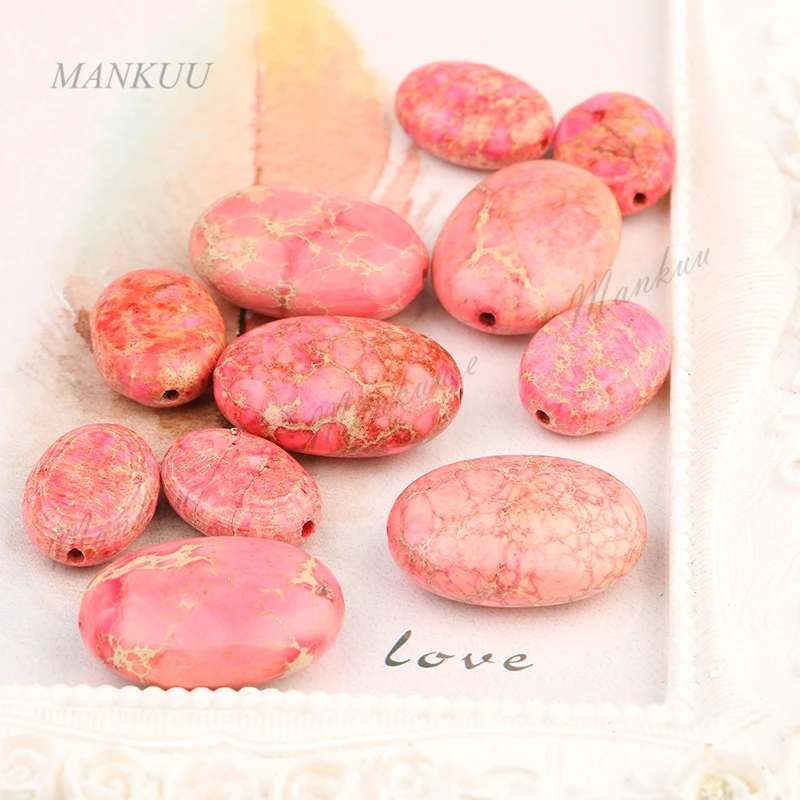 DXT02801 плоский овальный розовый натуральный камень морской осадочный