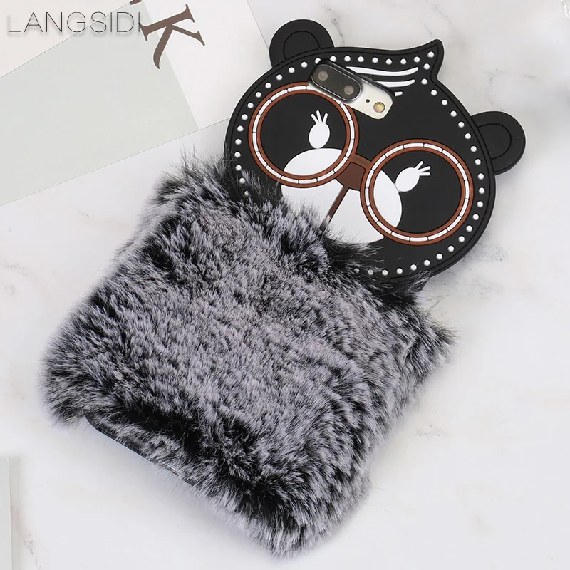 2018 New For iPhone 6s Plus phone case luxury handmade customized bear head plush style back cover Other Case | Мобильные телефоны