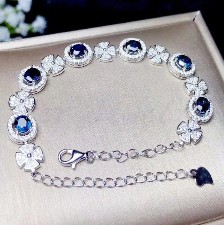 Браслет цепочка с сапфировым камнем 925 карат * 6 шт.|sapphire natural|sapphire densityshipping time |