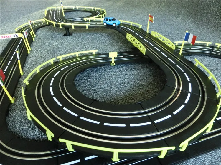 Электрический трек гоночный автомобиль 1/43 636 см рельсовый дорожный ролик двойная