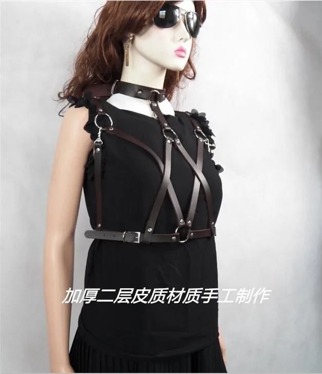 Darkness SM Erotic Costume Gothic Mature Sexy Cosplay Halterneck Choker Bandage Leather Harness Cage Bustier Corset Chest Belt | Аксессуары