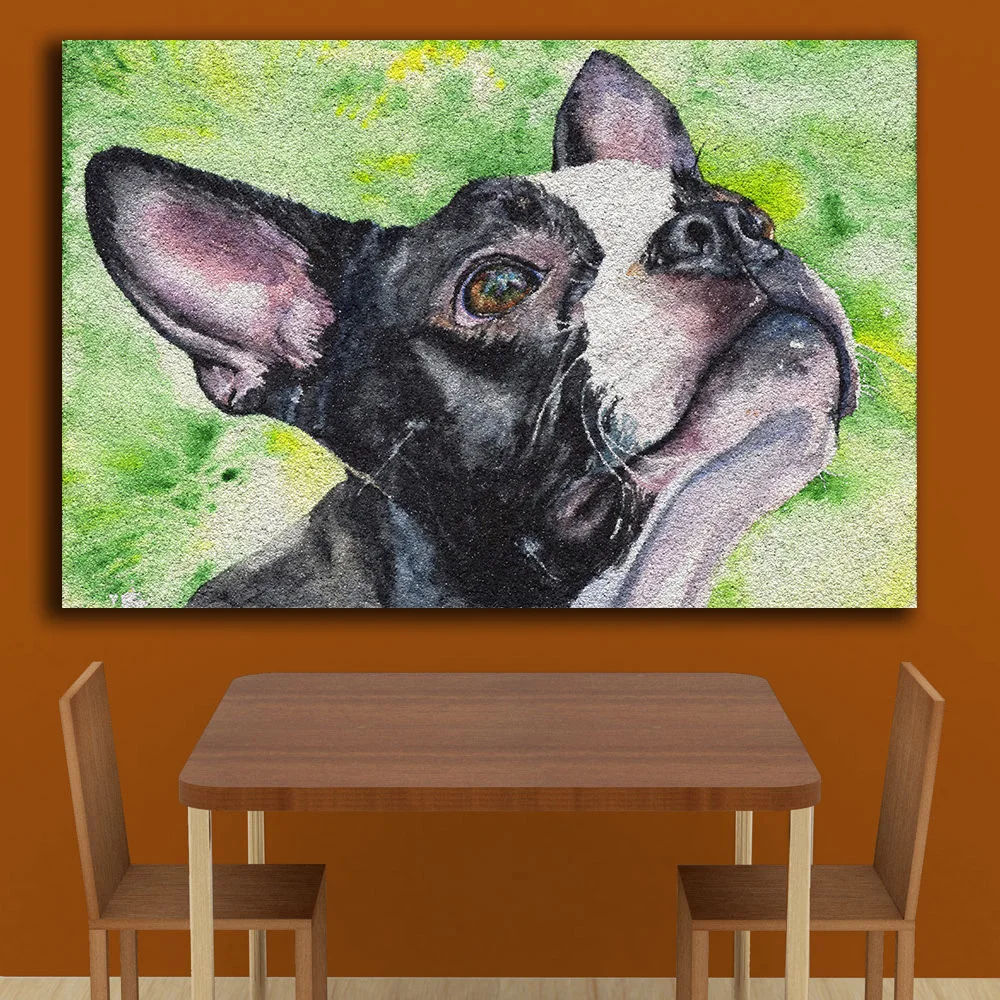 Модная масляная живопись Marmont-Hill-Boston-Terrier для домашнего декора на холсте