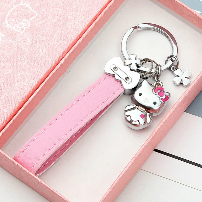 Модный Декоративный металл брелок Hello Kitty розовый кожаный ремень KT Брелоки | Отзывы и видеообзор