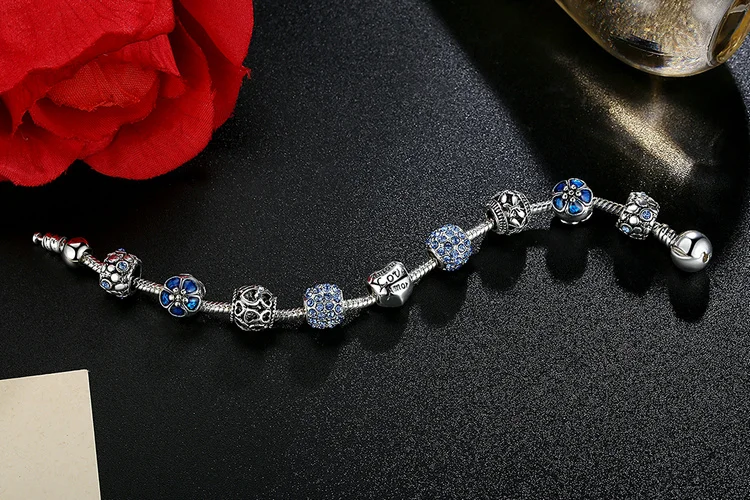 Горячая Распродажа серебряный браслет LOVE FOREVER Amor Amour для женщин DIY Ювелирные изделия оригинальные бусины модные браслеты подарок XCH1455