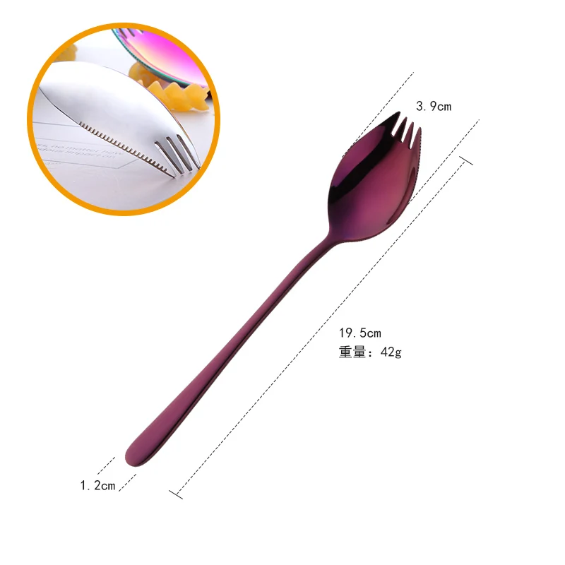 purple 1 pc Новинка 3 в 1 Spork Fit Ложка Вилка многофункциональная посуда для путешествий на открытом воздухе Кемпинг Туризм столовые приборы посуда тройной гаджет для пикника - Цвет: purple 1 pc
