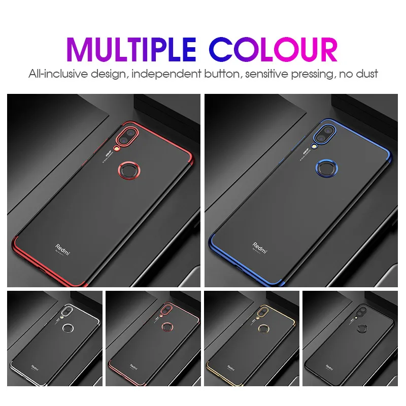 Fashion Clear Silicone TPU Phone Case For Xiaomi Redmi Note 6 5 7 8 Pro 6A 5A 4 4X Plating Soft Cover for S2 Plus | Мобильные