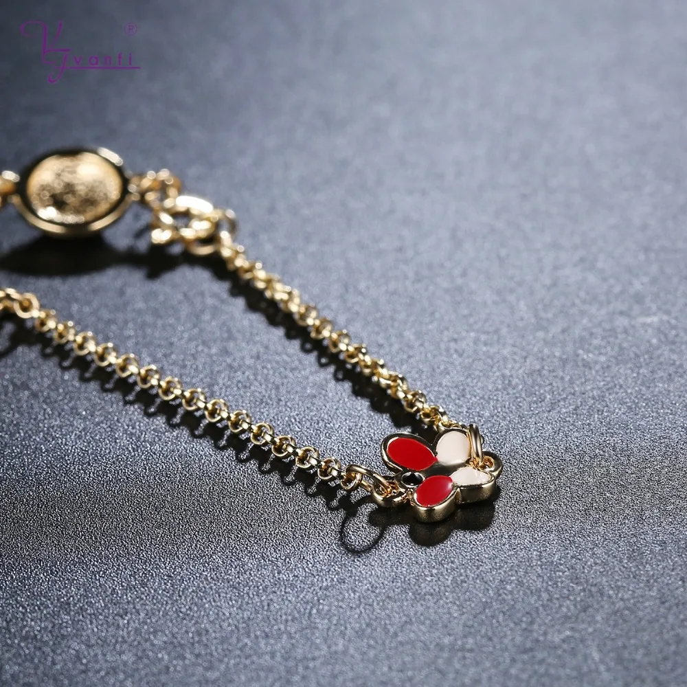 Женский браслет с подвесками золотого цвета в форме глаза сердца и бабочки