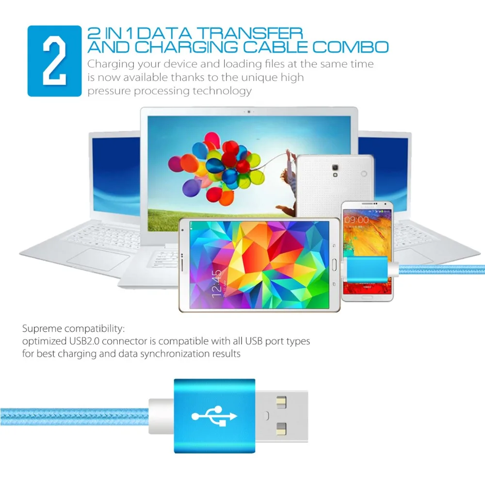 Кабель быстрой зарядки USB кабель с нейлоновой оплеткой провод металлический