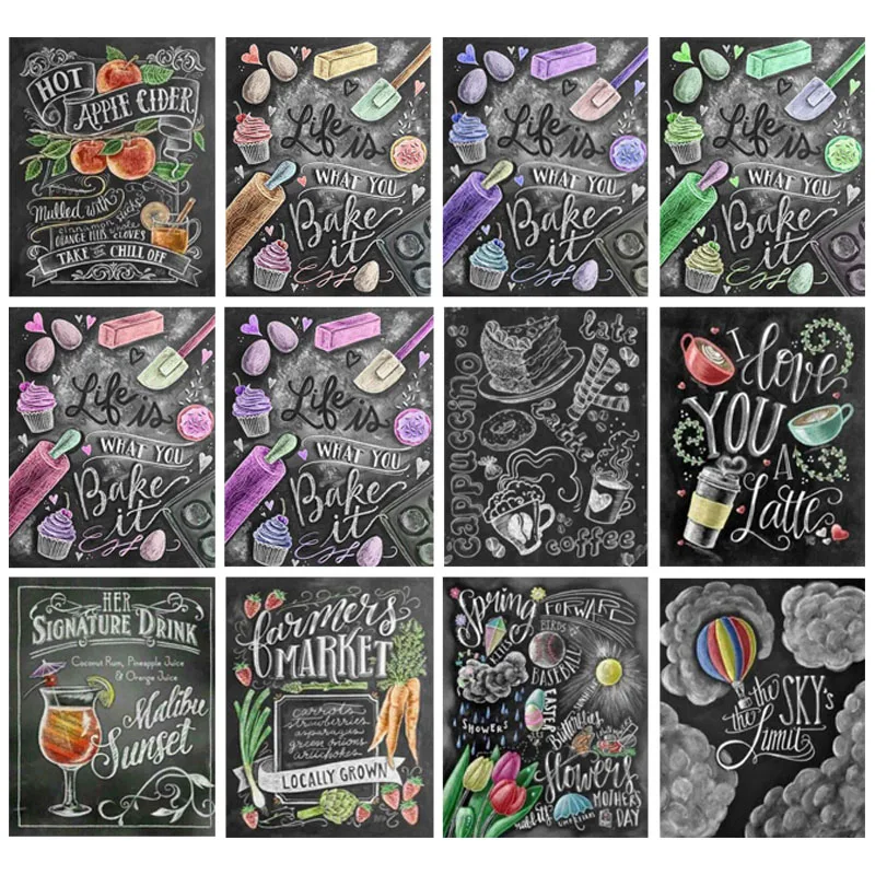 Черная доска YUMEART пейзаж вышивка узор украшение для гостиной домашние искусства