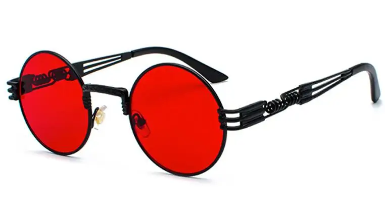 black clear red Прятки урожай ретро готический стимпанк зеркало солнцезащитные очки золото и черный солнцезащитные очки винтаж круглый круг мужчины УФ gafas de sol - Цвет линз: black clear red